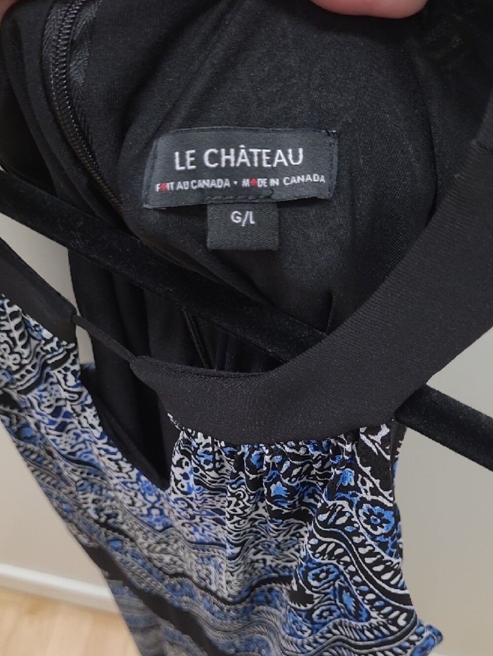 le chateau Black and Blue Printed Halter Midi Dress - Picture 7 of 7